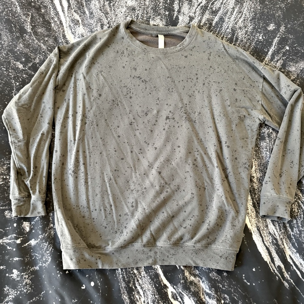 Athleta Women’s Pullover Sweatshirt Gray Black Long Sleeve Speckled Medium M